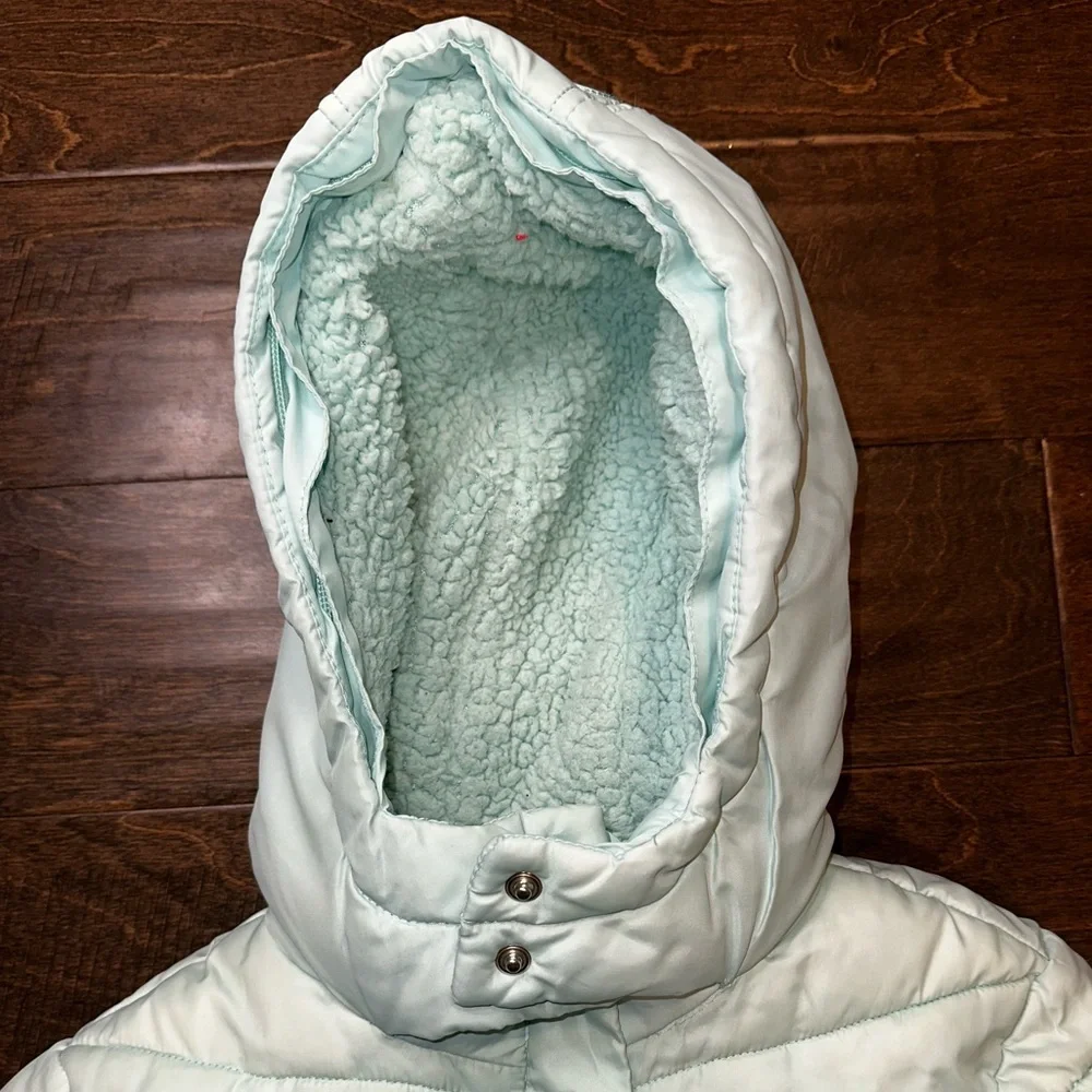 Justice Aqua Mist Gradient Ombré Blue Puffer Jacket Coat Girls Size 6/7